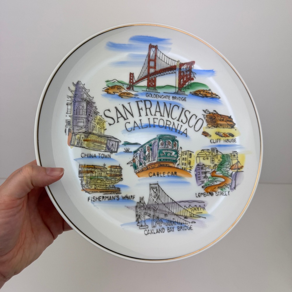 Vtg San Francisco California Souvenir Plate 10.25inch Imagery Cities Bridge Cali